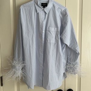 J. Crew Feather-Trim Cotton Poplin Button-Up Shirt with Collar
